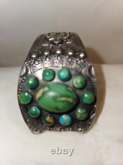 Fred Harvey Era Navajo Pic Stone Withturquoise Thunderbird Silver Réparation Ou Pièces