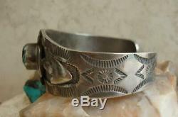 Fred Harvey Era Navajo Sterling Silver Turquoise Thunderbird Bracelet