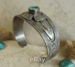 Fred Harvey Era Navajo Sterling Silver Turquoise Thunderbird Bracelet