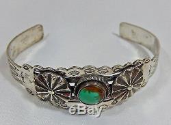 Fred Harvey Era Old Navajo Coin Argent Royston Turquoise & Concho Bracelet
