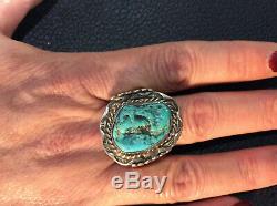 Fred Harvey Era Ring Turquoise Nugget Hommes Taille 12 Poids 16,1 G # 290