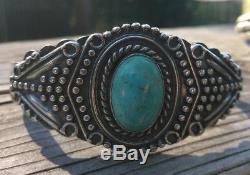 Fred Harvey Era Sterling Silver Arrow Navajo Indien Manchette Turquoise 36,1 Grammes