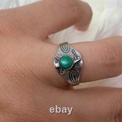 Fred Harvey Era Sterling Silver Green Turquoise Arrow Ring (taille 8)