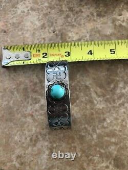 Fred Harvey Era Style Whirling Logs Turquoise Silver Manchette