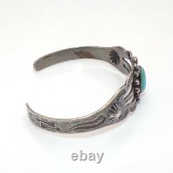 Fred Harvey Era Vtg Native American Sterling Silver Turquoise Cuff Bracelet Llb3