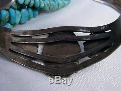 Fred Harvey Era Zuni Crow Naturel Springs Turquoise Sterling Manymoons Cuff