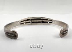 Fred Harvey Navajo Argent Sterling Arrow Stamped Royston Turquoise Cuff Bracelet