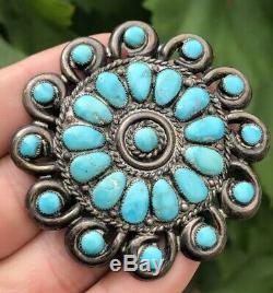 Fred Harvey Navajo En Argent Sterling Carico Lac Turquoise Petit Point Broche