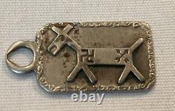 Fred Harvey Silver Dog Fob Charm Whirling Log Crossed Arrows Robbins & Co