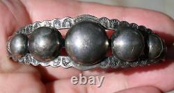 Fred Harvey Sterling Argent Vieux Pawn Navajo Thunderbird Stamped Cuff Bracelet