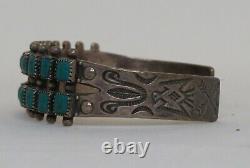 Fred Harvey Sterling Cuff 26 Turquoise Stone Array