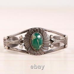 Fred Harvey Sterling Green Turquoise Whirling Log Timbres Cuff 6.75 À Réparer