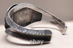Fred Harvey Style Fox Turquoise Sterling Silver Bracelet Manchette 48 Grammes
