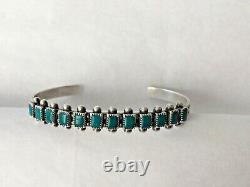 Fred Harvey Zuni Southwestern Sterling Silver Bracelet Manchette Turquoise Authentique