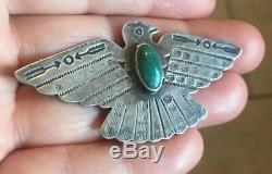 Gage Old Vintage Argent Sterling Turquoise Thunderbird Pin Fred Harvey Era
