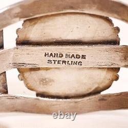 Grand Fred Harvey Sterling Silver Moss Agate Thunderbirds Cuff Bracelet 6,5