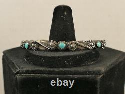 Ih Turquoise Pièce Silver Row Bracelet 14.5 Gms Fred Harvey 1930's Tucson Estate