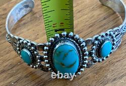 Jane Popovitch Jp Native American Sterling Turquoise Bracelet Fred Harvey Era