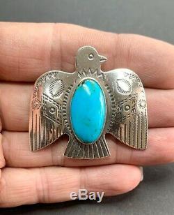 Jane Popovitch Navajo Fred Harvey Sterling Argent Turquoise Thunderbird Pin