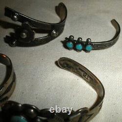 LOT de bracelets en argent sterling avec turquoise de l'ère Fred Harvey de style Navajo vintage