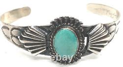 Lovely Navajo Sterling & Green Turquoise Bracelet Fred Harvey Era /silver Arrow