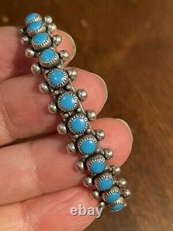 Magnifique Bracelet Vintage Navajo Bleu Turquoise Sterling Silver Fred Harvey Era
