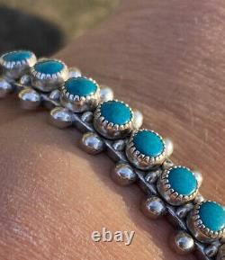 Magnifique Vintage Navajo Turquoise Sterling Bracelet Argent Fred Harvey Era
