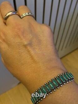 Merveilleux Navajo Deep Blue Turquoise Sterling Silver Bracelet Fred Harvey Era