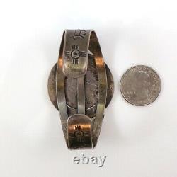 Native American Fred Harvey Era Sterling 1922 Silver Dollar Cuff Bracelet Lfg5