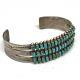 Navajo Bracelet Turquoise De 6.75in Trois Rangs D'argent Vtg Fred Harvey Era