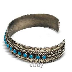 Navajo Cuff Bracelet Turquoise 21g 6,25in Snake Eye Argent Vtg Fred Harvey Era