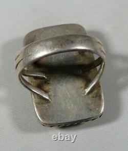 Navajo Fred Harvey Era Sterling Silver Et Petrified Wood/picture Agate Ring 7,5