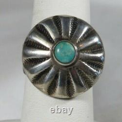 Navajo Fred Harvey Era Vintage Sterling Silver Et Turquoise Ring