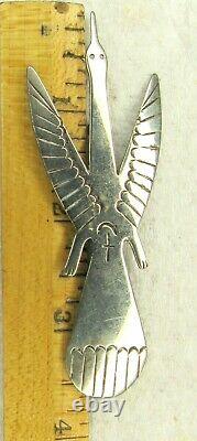 Navajo Fred Harvey Thunderbird Pin Brooch Sterling Argent Donald Douglas 3.5 En