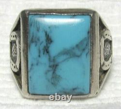 Navajo Turquoise Sterling Silver Horseshoe Ring Fred Harvey Era Native Américaine