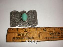 Navajo Vieux Pion Fred Harvey Era Sterling Silver Thunderbird Turquoise Broche