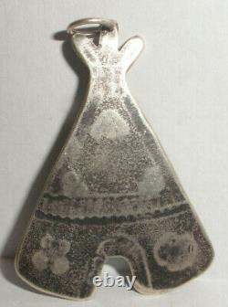 Navajo Vieux Pion Fred Harvey Sterling Argent Turquoise Teepee Thunderbird Pendentif