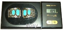Old Dan Gage Simplicio Fred Harvey Sterling Argent Turquoise Bracelet De Montre Rare