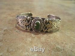 Old Fred Harvey Argent Sterling Cerrillos Turquoise Peyote Bracelet Thunderbird