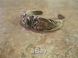 Old Fred Harvey Argent Sterling Cerrillos Turquoise Peyote Bracelet Thunderbird