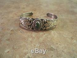 Old Fred Harvey Argent Sterling Cerrillos Turquoise Peyote Bracelet Thunderbird