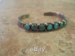 Old Fred Harvey Era Navajo Bracelet En Argent Sterling Turquoise