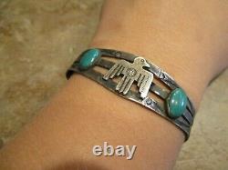 Old Fred Harvey Era Navajo Indian Handmade Turquoise Thunderbird Bracelet