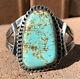 Old Fred Harvey Era Navajo Numéro # 8 Turquoise En Argent Sterling Bracelet