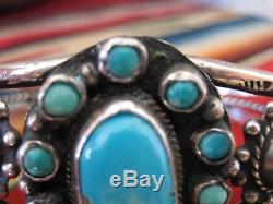Old Fred Harvey Era Turquoise Bracelet En Argent Sterling Zuni Cluster Bracelet Navajo