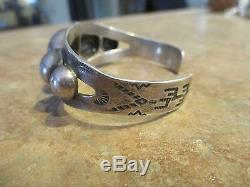 Old Fred Harvey Navajo Bracelet Sterling Silver Dome Row Cuff Avec Cactus