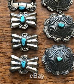 Old Fred Harvey Navajo Sterling Silver King De Manassa Turquoise 24 Concho Ceinture