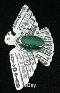 Old Fred Harvey Navajo Thunderbird Turquoise Argent Broche