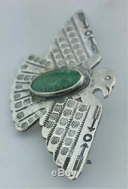 Old Fred Harvey Navajo Thunderbird Turquoise Argent Broche