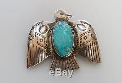 Old Pawn MID Century Sterling Silver Thunderbird Pin Fred Harvey Époque